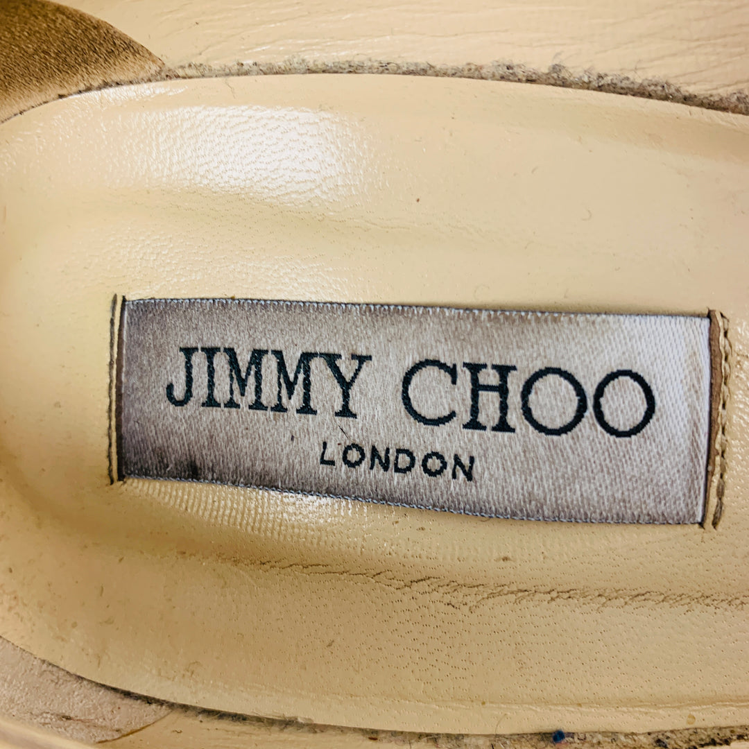 JIMMY CHOO Escarpins à plateforme en cuir verni beige taille 12