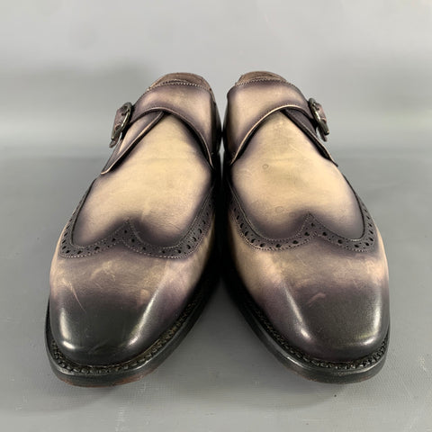 KLEIN EPSTEIN & PARKER Size 12 Grey White Distressed Patent Leather Loafers