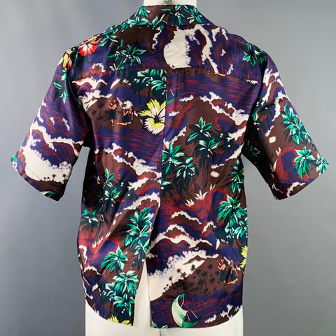 DSQUARED2 Size S Multi Color Hawaiian Tropical Silk Camp Short Sleeve Shirt