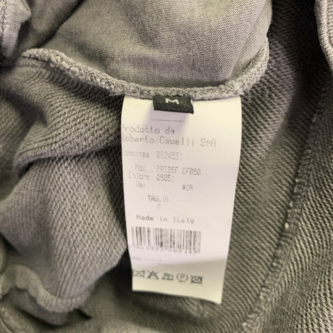 ROBERTO CAVALLI Size M Gray Blue Distressed Cotton Lounge Casual Pants