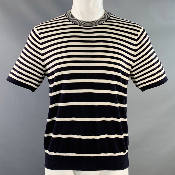 PS by PAUL SMITH Size M Navy White Stripe Cotton Crew Neck T-shirt