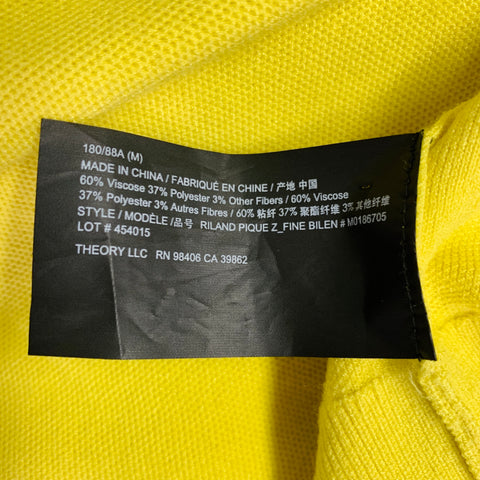 THEORY Size M Yellow Viscose Blend Knit Crew Neck Pullover