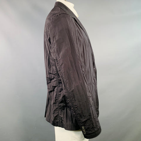 WOOYOUNGMI Size 44 Black Polyester Blend Notch Lapel Sport Coat