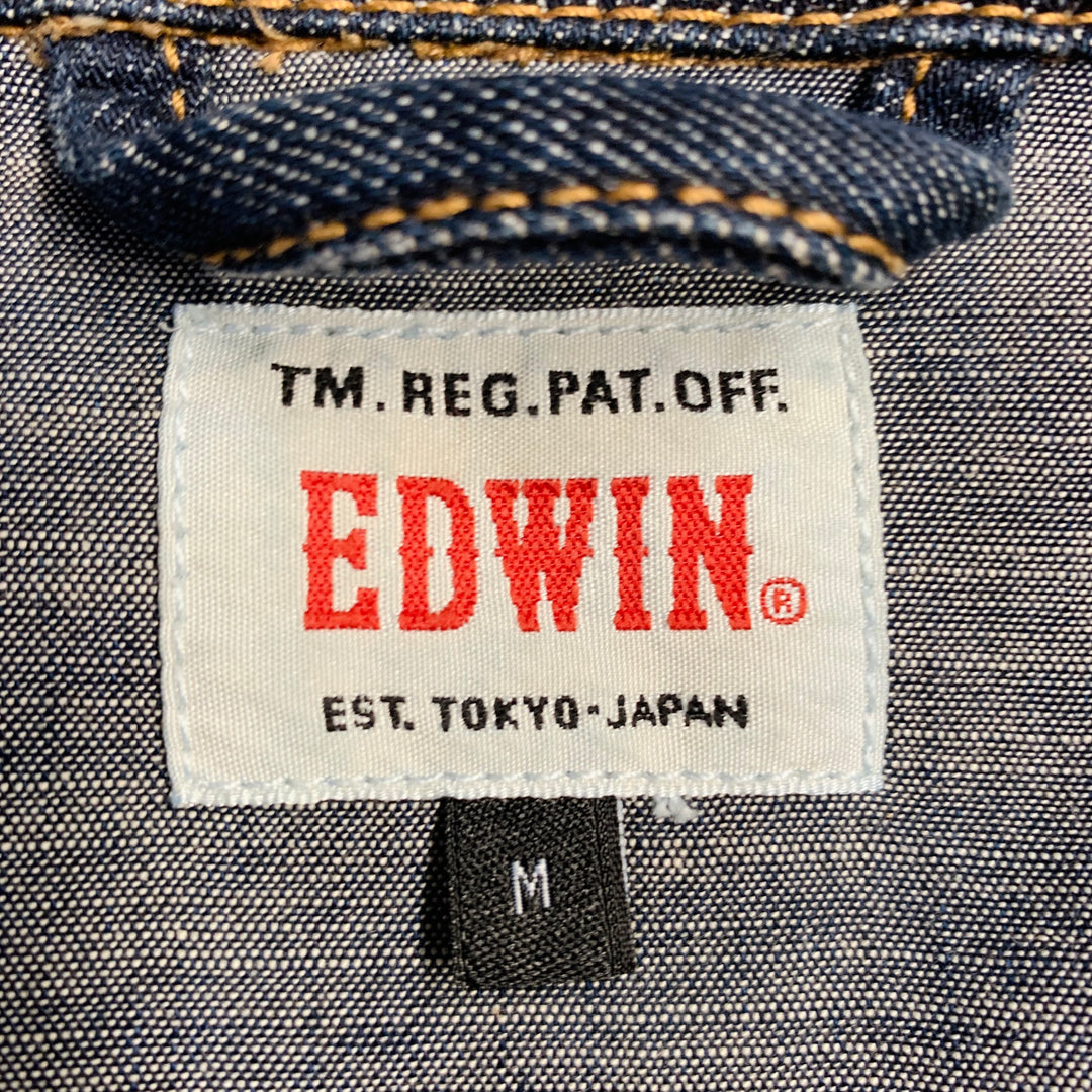 EDWIN Size M Navy Cotton Denim  Patch Pockets Chore Jacket