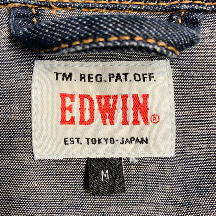 EDWIN Size M Navy Cotton Denim  Patch Pockets Chore Jacket