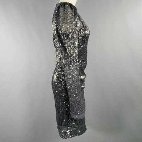 DOROTHEE SCHUMACHER Size M Grey Silver Polyester Sequined Long Sleeve Dress