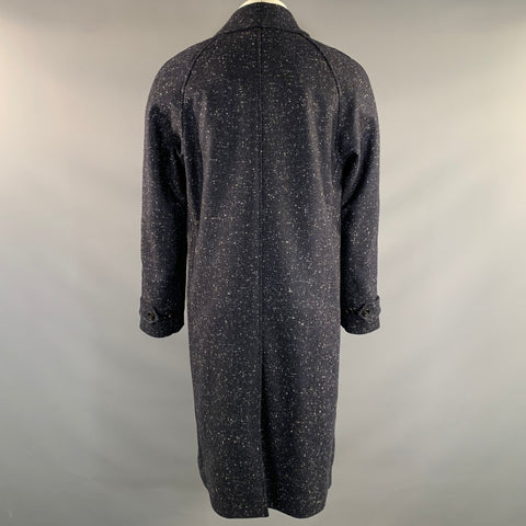 PRIVATE WHITE Size M Navy White Speckled Wool Trench Coat