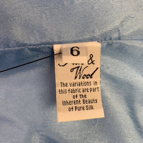 RIZIK BROS. Size 6 Cream Blue Tan Silk Floral Shawl Strapless Gown