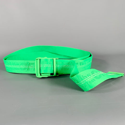 OFF-WHITE One Size Industrial Web Logo Green White Polyamide Blend Belt