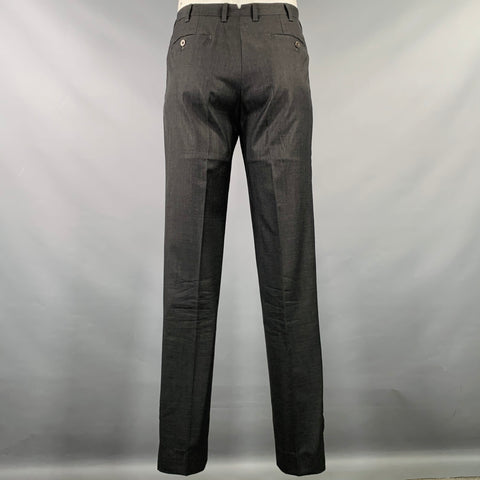 BORRELLI Size 42 Regular Charcoal Wool Notch Lapel Suit