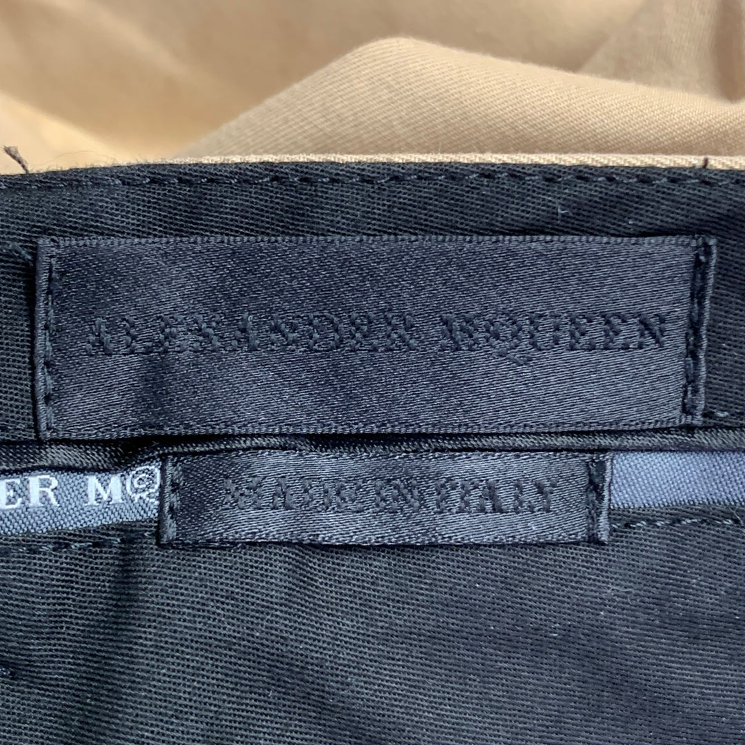 ALEXANDER MCQUEEN Size 32 Camel Black Cotton Stripe Cuffed Shorts