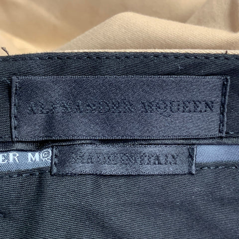 ALEXANDER MCQUEEN Size 32 Camel Black Cotton Stripe Cuffed Shorts