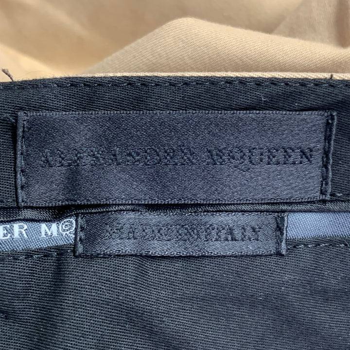 ALEXANDER MCQUEEN Size 32 Camel Black Cotton Stripe Cuffed Shorts