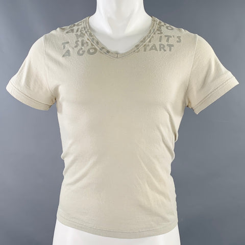 MARTIN MARGIELA Size S Beige Silver Print Cotton Crew Neck T-shirt