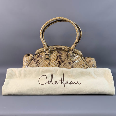 COLE HAAN Tan Brown Snakeskin Not Listed Top Handles Bag