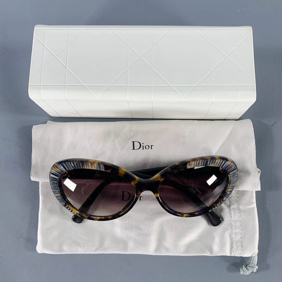 CHRISTIAN DIOR Brown Beige Tortoiseshell Acetate Sunglasses