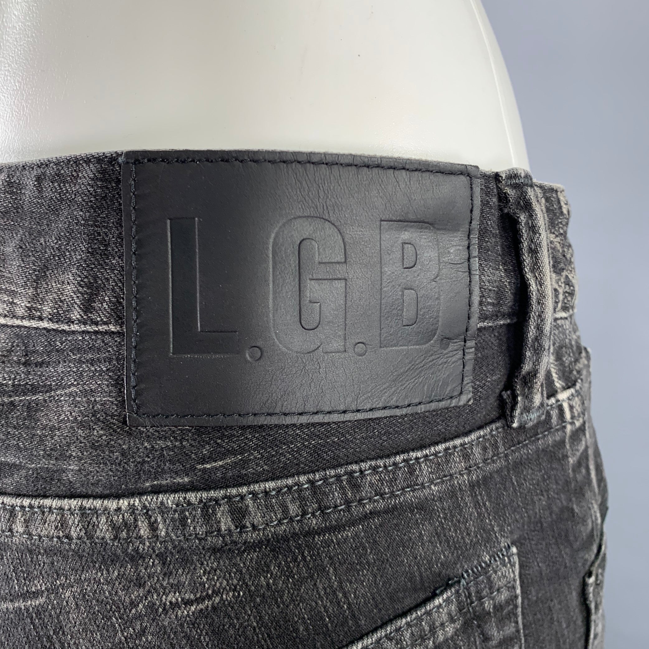 L.G.B Size 28 Grey Charcoal Cotton Polyurethane Snake Skin