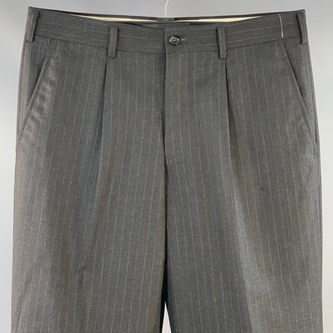 COMME des GARCONS HOMME PLUS Size M Black Grey Pinstripe Wool Dress Pants