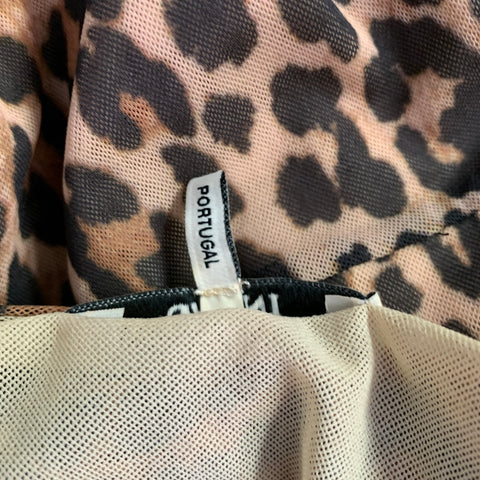 GANNI Size 2 Brown Beige Polyamide Animal Print Wrap Dress