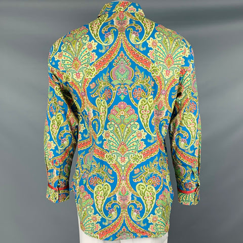 ROBERT GRAHAM Size XL Blue Multi Color Paisley Cotton Long Sleeve Shirt