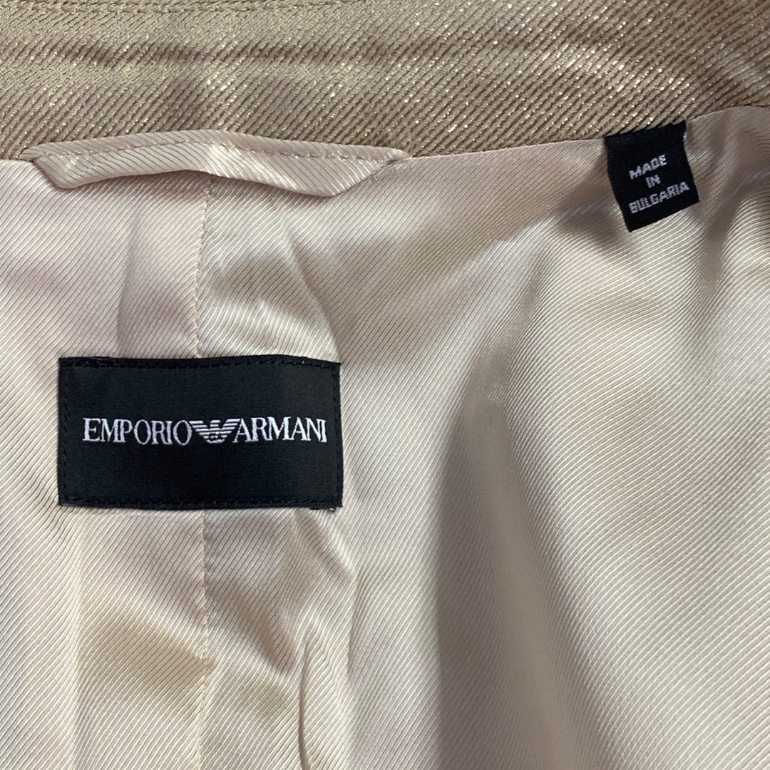 EMPORIO ARMANI Size M Gold Metallic Notch Lapel Pantsuit