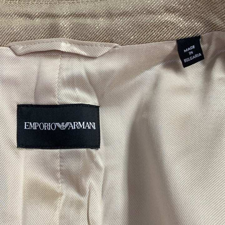 EMPORIO ARMANI Size M Gold Metallic Notch Lapel Pantsuit