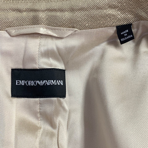 EMPORIO ARMANI Size M Gold Metallic Notch Lapel Pantsuit