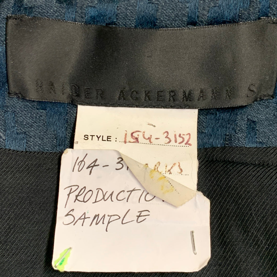 HAIDER ACKERMANN Size S Navy Jacquard Linen Silk Cropped Vest