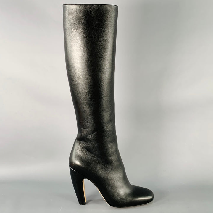 BOTTEGA VENETA Fall 2022 Size 8 Black Leather Side Zipper Boots