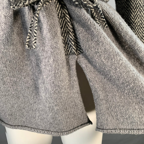 MANILA GRACE Size 2 Black Grey Virgin Wool Herringbone Jacket Blazer