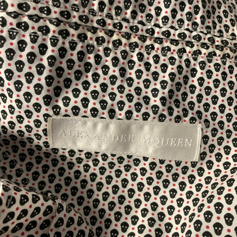 ALEXANDER MCQUEEN Chest Size 38 White Black & Red Skulls Cotton Sport Coat