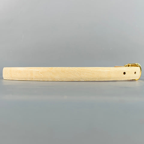 JOAN&DAVID Size S Beige Gold Embossed Calfskin Belt