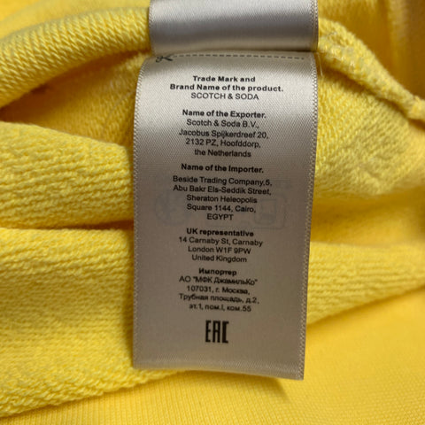 SCOTCH AND SODA Size XL Yellow Multi Color Palms Cotton Hoodie Sweatshirt