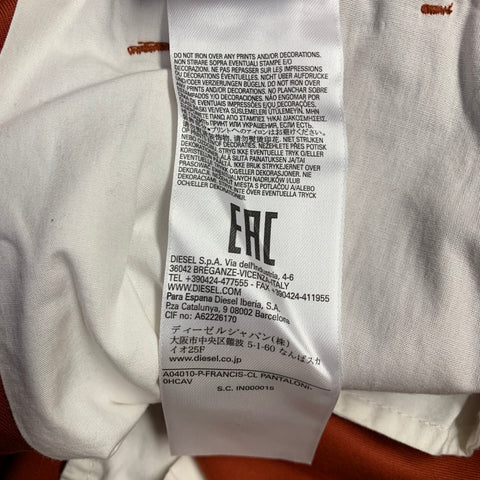 DIESEL Size 31 Orange Rust Twill Cotton Flat Front Casual Pants