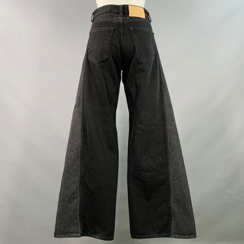 MM6 MAISON MARGIELA Size 25 Black Grey Cotton Twill Wide Leg Jeans