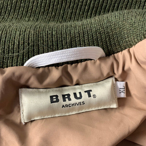 BRUT Size XL Green Olive Quilted Down Polyester Bomber Jacket