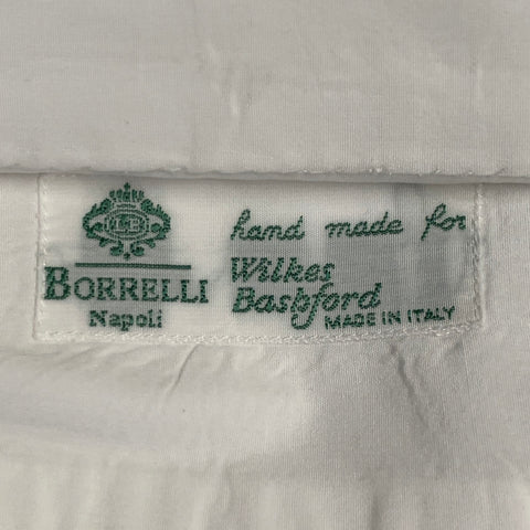BORRELLI Size L White Pleated Cotton French Cuffs Tuxedo Long Sleeve Shirt