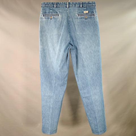 POLO by RALPH LAUREN Size 35 Blue Denim Tapered Pleated Jeans