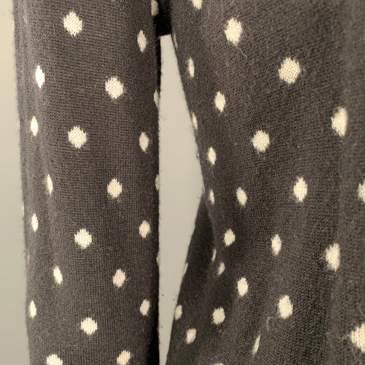 ALICE + OLIVIA Size M Black White Rayon Blend Polka Dot Bow Cardigan