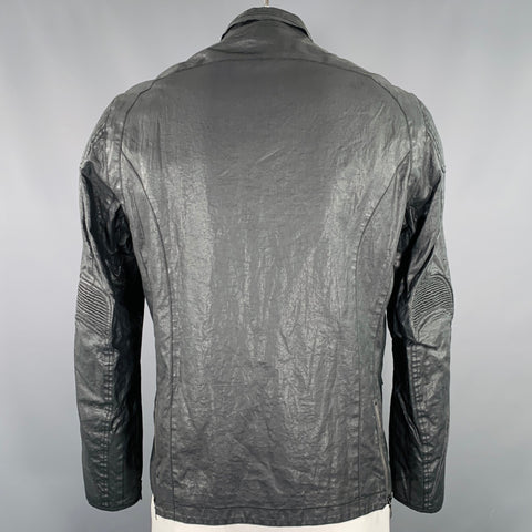 JOHN VARVATOS Size 42 Grey Charcoal Distressed Coated Linen Jacket