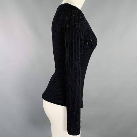 MANOUSH Pull en tricot côtelé noir en mélange de rayonne taille M