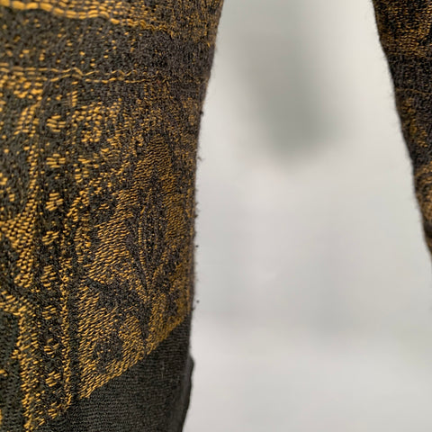 YANTOR Size M Brown Black Paisley Wool Collarless Long Sleeve Shirt