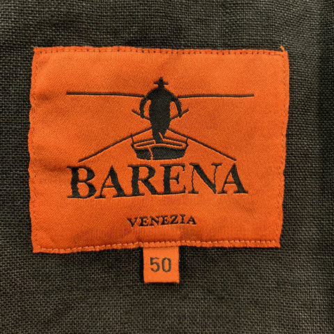 BARENA Taille 40 Manteau de sport à col châle en mélange de lin uni noir
