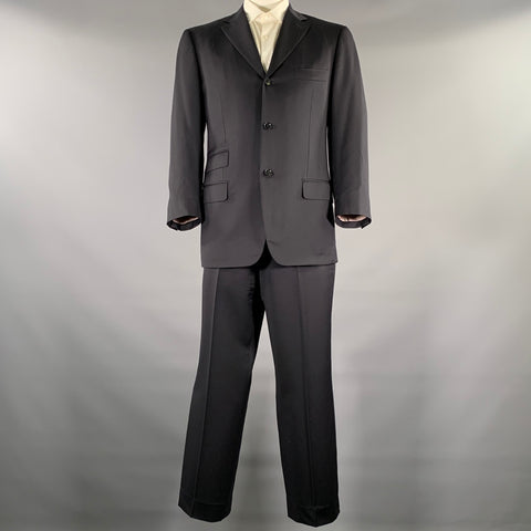 ISAIA Chest Size 42 Black Wool Notch Lapel Suit