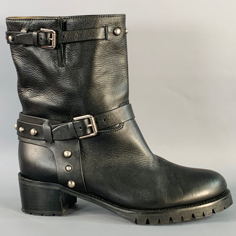 POLO by RALPH LAUREN Size 8 Black Silver Leather Studded Harness Boots