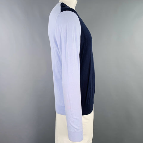 PS by PAUL SMITH Size XL Navy Light Blue Two Toned Cotton Crew Neck Pullover
