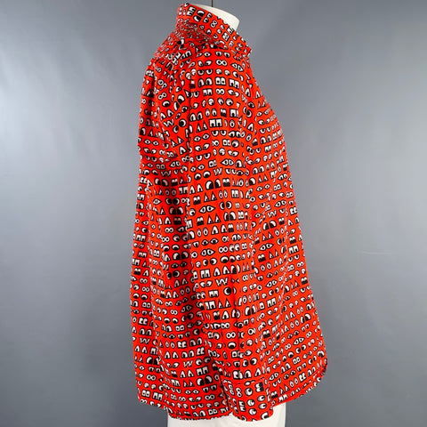 WALTER VAN BEIRENDONCK Size XL Red Black White Cartoon Eyes Long Sleeve Shirt