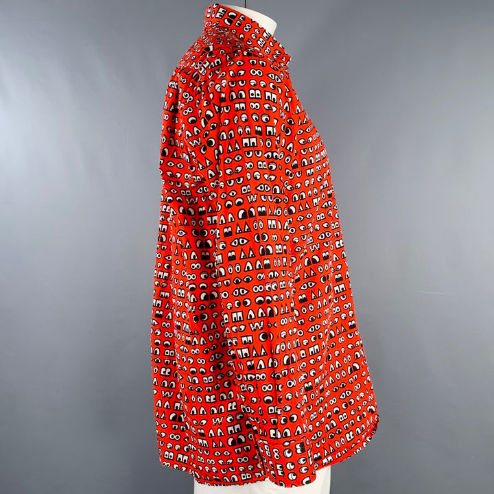 WALTER VAN BEIRENDONCK Size XL Red Black White Cartoon Eyes Long Sleeve Shirt