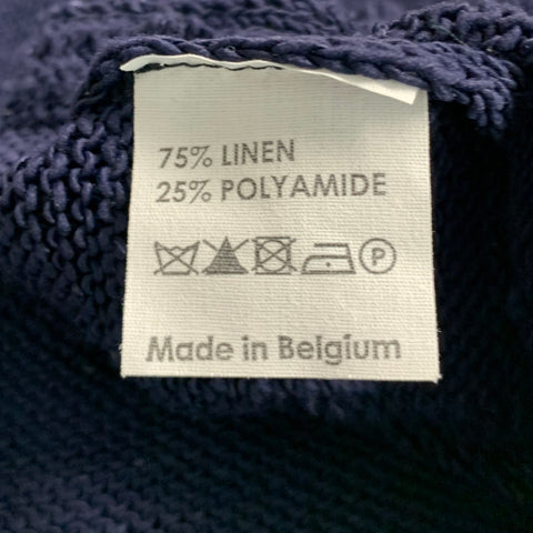 DRIES VAN NOTEN Size M Navy Knit Linen Blend Buttoned Cardigan