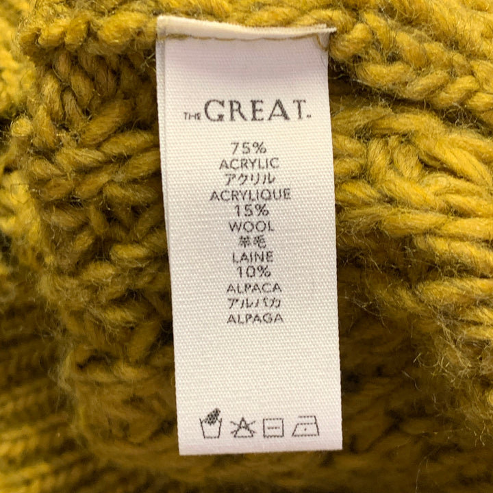 THE GREAT Size M Yellow Mustard Acrylic Blend Knit Half Placket Sweater
